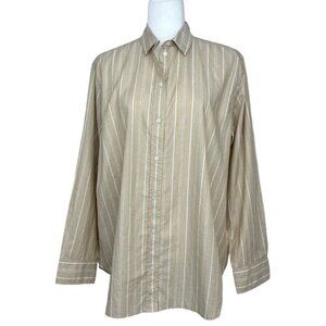 Everlane Women’s NWT Tan Coastal Striped The Silky Cotton Relaxed‎ Shirt 16/C48